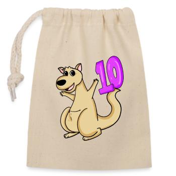 10 birthday 10 years old with animal motif - ten - Closable cotton gift bag (14x20cm) - nature - Front