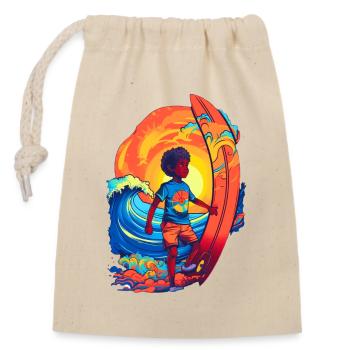 Surfeur avec motif rayon de soleil - Sac cadeau en coton avec cordon (14 x 20 cm) - nature - Devant