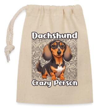 Dachshund Crazy Person - Verschließbarer Geschenkbeutel aus Baumwolle (14x20cm) - Natur - Vorne