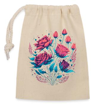 neon roses vintage bouquet of roses - Closable cotton gift bag (14x20cm) - nature - Front