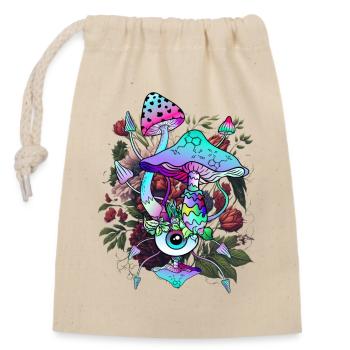 Magic Mushroom Psychedelic Mushroom Eyes Art - Closable cotton gift bag (14x20cm) - nature - Front