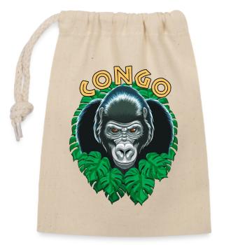 Gorille Du Congo - Sac cadeau en coton avec cordon (14 x 20 cm) - nature - Devant