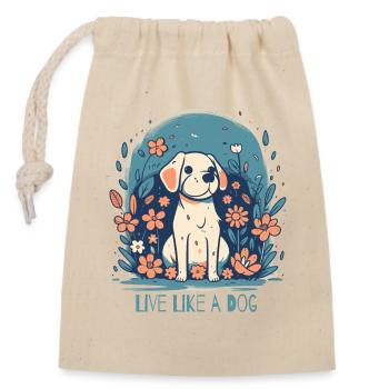 Vivez comme un chien - Sac cadeau en coton avec cordon (14 x 20 cm) - nature - Devant