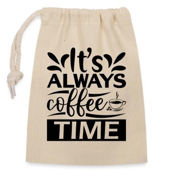 It's Always Coffee Time - Closable cotton gift bag (14x20cm) - nature - Front