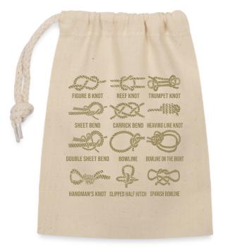 Voile, voilier, nœuds à voile, nouage - Sac cadeau en coton avec cordon (14 x 20 cm) - nature - Devant