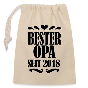 Bester Opa seit 2018 - Opa Geschenkidee - Verschließbarer Geschenkbeutel aus Baumwolle (14x20cm) - Natur - Vorne