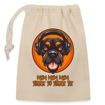 Music, Headphones, Dog, Hip Hop - Closable cotton gift bag (14x20cm) - nature - Front
