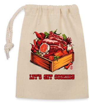 Lass uns Fleisch und Gemüse kochen - Verschließbarer Geschenkbeutel aus Baumwolle (14x20cm) - Natur - Vorne