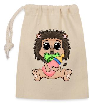 Bébé Lion Animal - Sac cadeau en coton avec cordon (14 x 20 cm) - nature - Devant