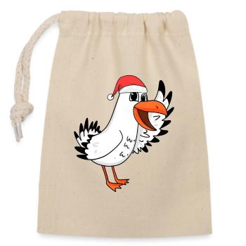 Möwe Weihnachten Nordsee Norddeutschland - Verschließbarer Geschenkbeutel aus Baumwolle (14x20cm) - Natur - Vorne