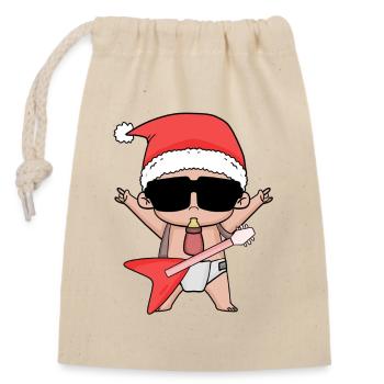 Cool Baby Christmas Rocker - Closable cotton gift bag (14x20cm) - nature - Front