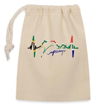 Cape Town Skyline Heartbeat South Africa Table Mountain - Closable cotton gift bag (14x20cm) - nature - Front