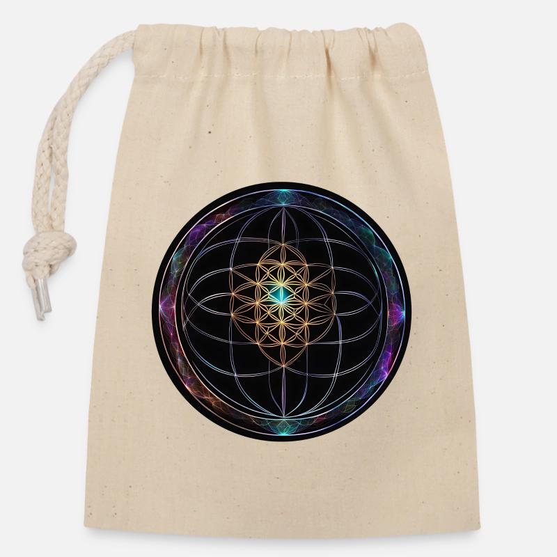 Disques Metatron Mandala Glow - Sac cadeau en coton avec cordon (14 x 20 cm) - nature
