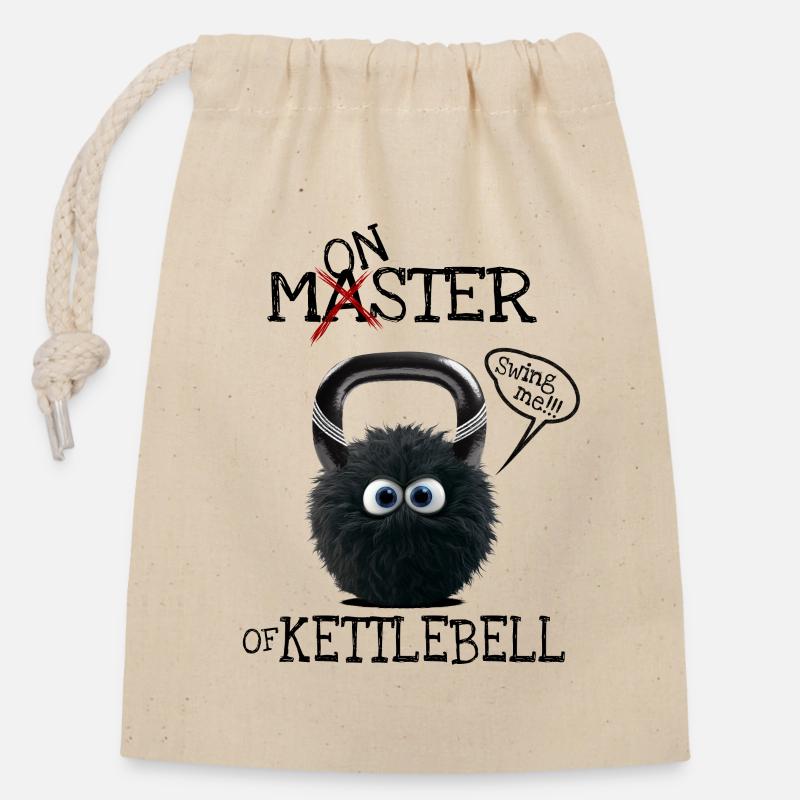 Meister der Kettlebell vs. Monster der Kettlebell? - Verschließbarer Geschenkbeutel aus Baumwolle (14x20cm) - Natur