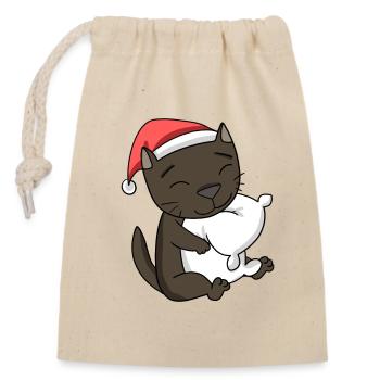 Cat Cute Havana Cat Tired Christmas - Closable cotton gift bag (14x20cm) - nature - Front
