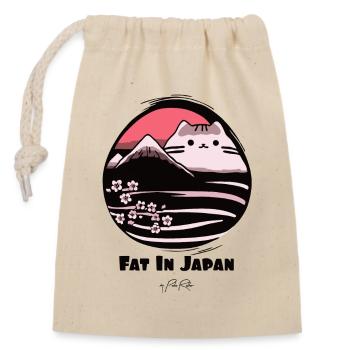 In Japan gibt es eine dicke Katze - Verschließbarer Geschenkbeutel aus Baumwolle (14x20cm) - Natur - Vorne