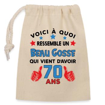 70 ans anniversaire homme cadeau humour drôle - Sac cadeau en coton avec cordon (14 x 20 cm) - nature - Devant