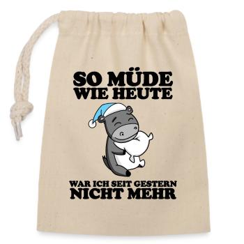 Müde Spruch lustig Schlafen Ausschlafen - Esel - Verschließbarer Geschenkbeutel aus Baumwolle (14x20cm) - Natur - Vorne