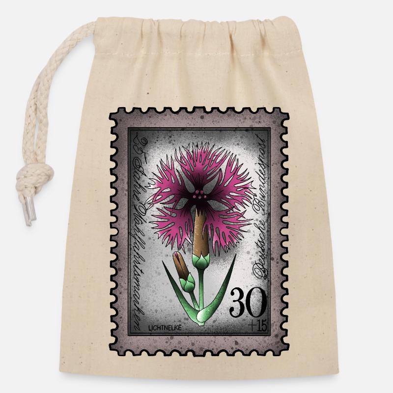 Stamp Light Carnation - Closable cotton gift bag (14x20cm) - nature