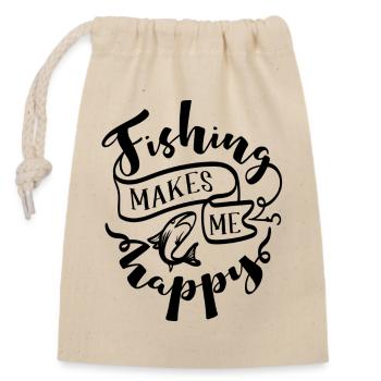 Fishing makes me happy - Closable cotton gift bag (14x20cm) - nature - Front