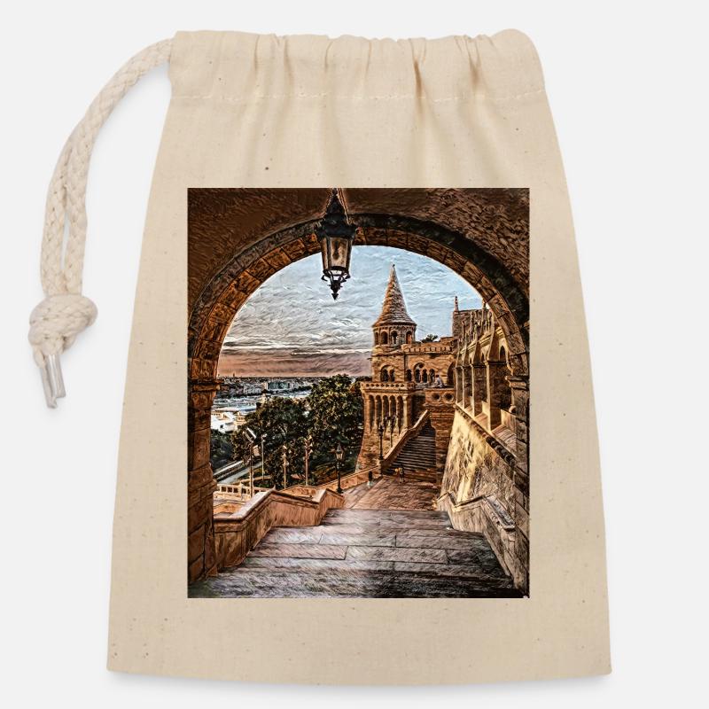 Fisherman's Bastion, Budapest, Hungary - Closable cotton gift bag (14x20cm) - nature