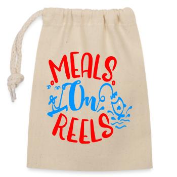 Meals on Reels - Closable cotton gift bag (14x20cm) - nature - Front