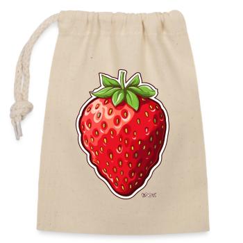 Big, thick, juicy strawberry - Closable cotton gift bag (14x20cm) - nature - Front
