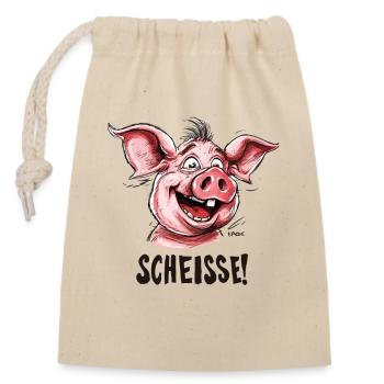 Shit, a little pig - Closable cotton gift bag (14x20cm) - nature - Front