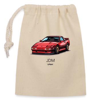Rotes 90er JDM Rennsport Auto - Verschließbarer Geschenkbeutel aus Baumwolle (14x20cm) - Natur - Vorne