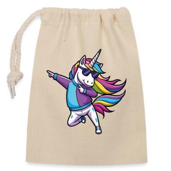 Illustration de danseuse de licorne arc-en-ciel - Sac cadeau en coton avec cordon (14 x 20 cm) - nature - Devant