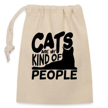 Blague d’amant de chat - Sac cadeau en coton avec cordon (14 x 20 cm) - nature - Devant