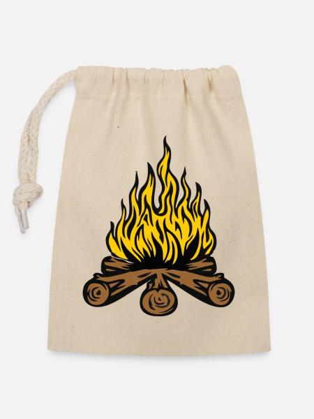 Lagerfeuer - Verschließbarer Geschenkbeutel aus Baumwolle (14x20cm) - Natur