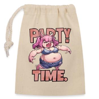 Letting the pig out party time and disco party pig - Closable cotton gift bag (14x20cm) - nature - Front