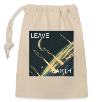 Retro Style Plakat Raumfahrt „Leave Earth“ - Verschließbarer Geschenkbeutel aus Baumwolle (14x20cm) - Natur - Vorne
