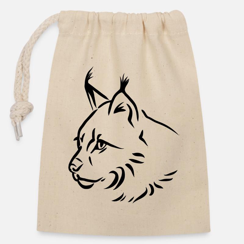 Luchs - Verschließbarer Geschenkbeutel aus Baumwolle (14x20cm) - Natur
