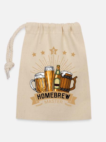Homebrew Master Heimbrauer - Verschließbarer Geschenkbeutel aus Baumwolle (14x20cm) - Natur