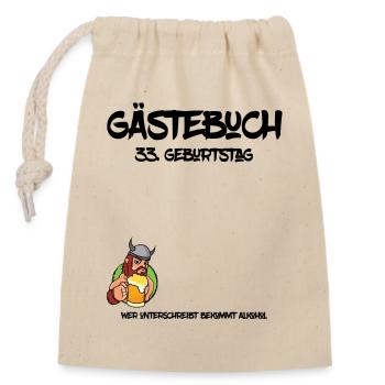33. Geburtstag | Gästebuch Design - Verschließbarer Geschenkbeutel aus Baumwolle (14x20cm) - Natur - Vorne