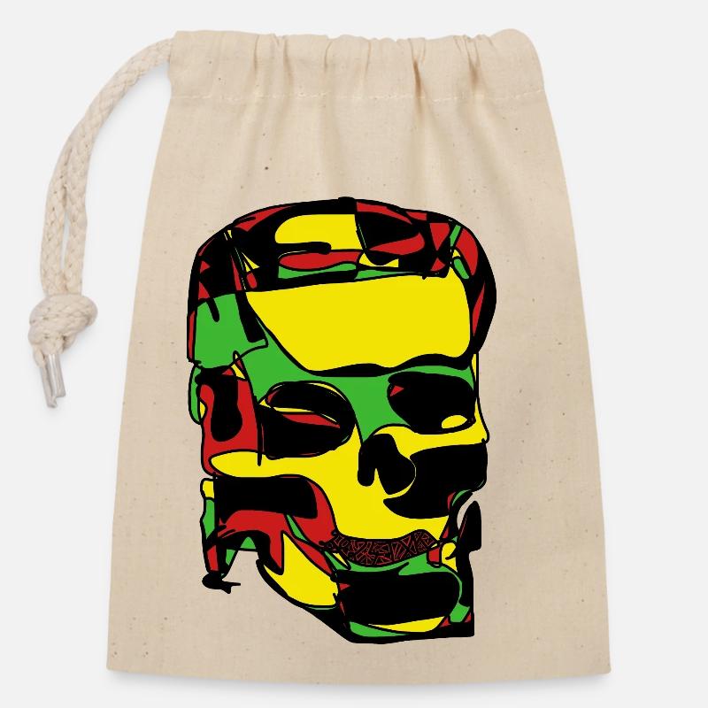 skull - Closable cotton gift bag (14x20cm) - nature