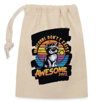 chat cool avec lunettes de soleil et fond arc-en-ciel - Sac cadeau en coton avec cordon (14 x 20 cm) - nature - Devant