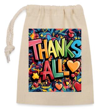 Illustration de remerciement de style graffiti joyeux - Sac cadeau en coton avec cordon (14 x 20 cm) - nature - Devant