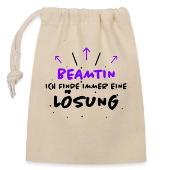 Beamtin Spruch Verbeamtung Büro Beamtin Geschenk - Verschließbarer Geschenkbeutel aus Baumwolle (14x20cm) - Natur - Vorne