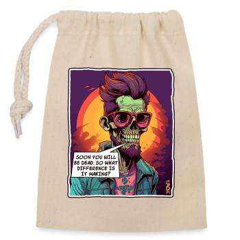 Funny Skull: Skeleton Life Help - Closable cotton gift bag (14x20cm) - nature - Front
