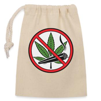 Prohibition sign cannabis marijuana - Closable cotton gift bag (14x20cm) - nature - Front