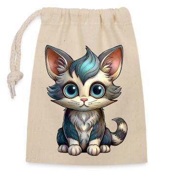 Little Cat - Closable cotton gift bag (14x20cm) - nature - Front