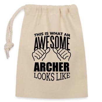 Archery - Closable cotton gift bag (14x20cm) - nature - Front