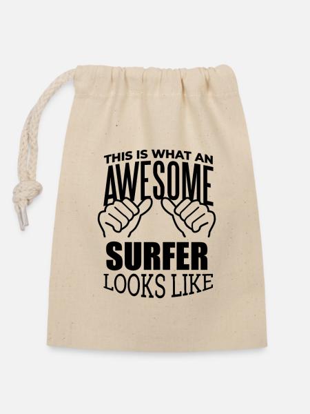Surfer Surfer Surfer - Verschließbarer Geschenkbeutel aus Baumwolle (14x20cm) - Natur