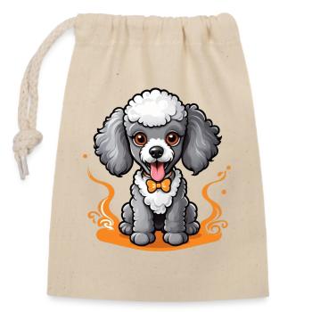 Dapper Poodle - Verschließbarer Geschenkbeutel aus Baumwolle (14x20cm) - Natur - Vorne