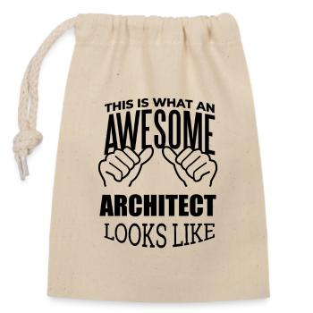 architecte - Sac cadeau en coton avec cordon (14 x 20 cm) - nature - Devant
