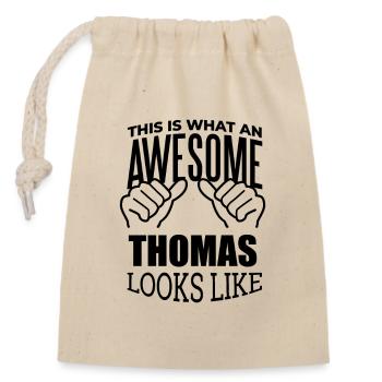 Thomas - Verschließbarer Geschenkbeutel aus Baumwolle (14x20cm) - Natur - Vorne