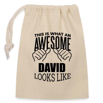 David - Sac cadeau en coton avec cordon (14 x 20 cm) - nature - Devant